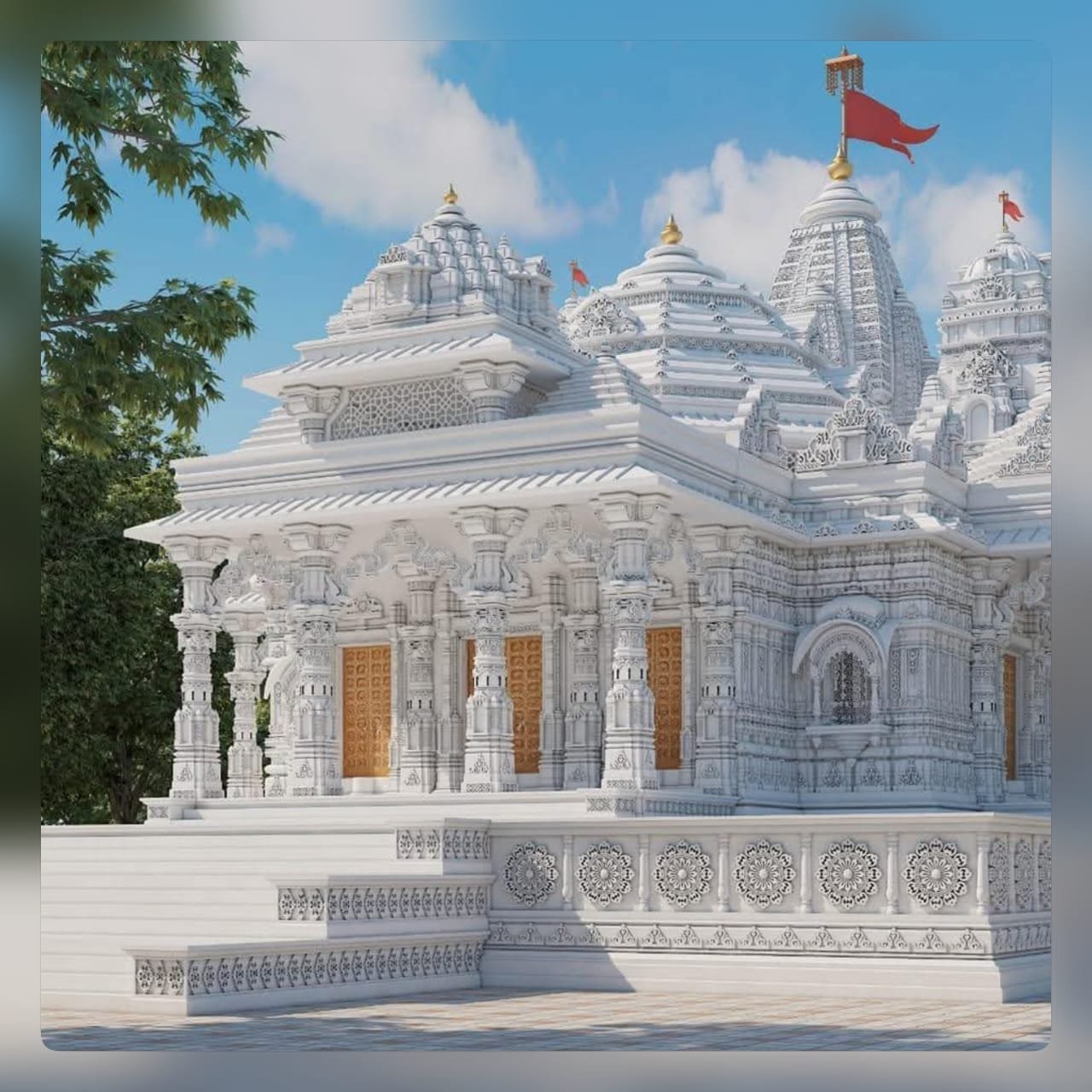 Big and Large Outdoor Marble Temple